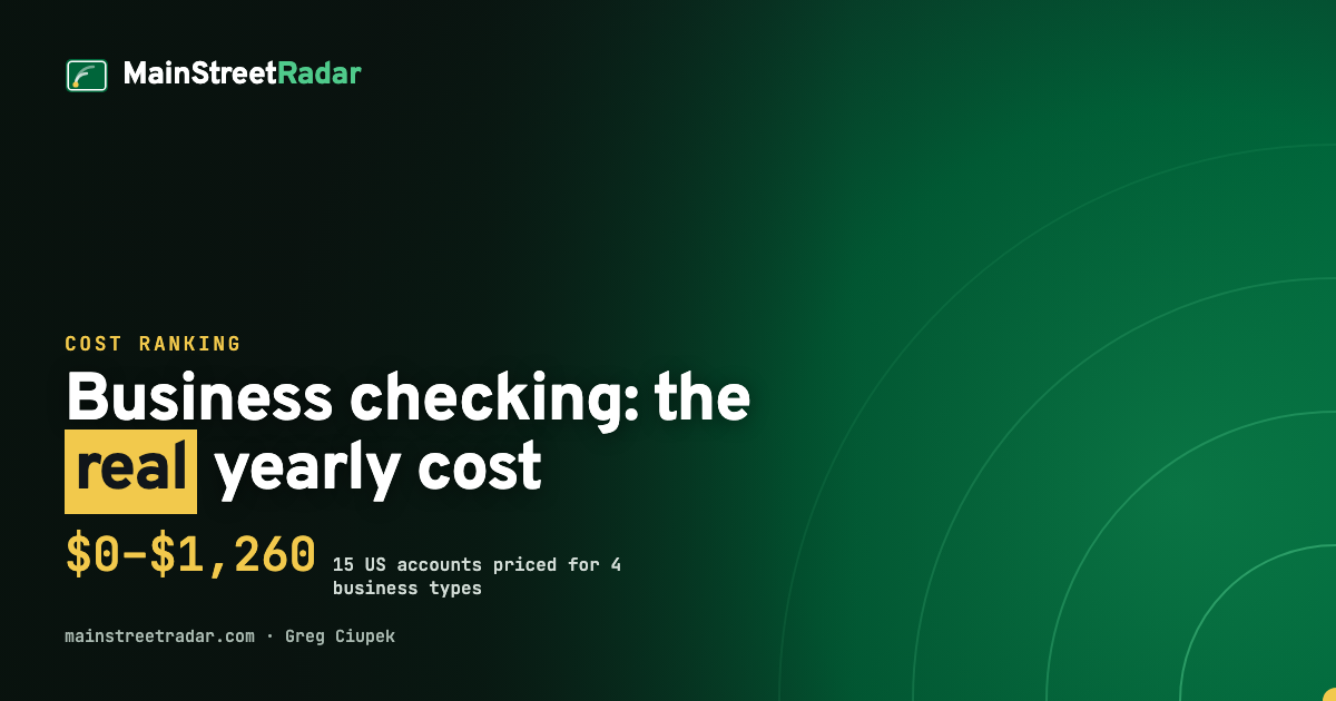 Best business checking accounts 2026: yearly cost for 4 business types